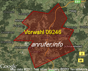 Vorwahlkarte 09246 – Pegnitz-Trockau