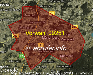 Vorwahlkarte 09251 – Münchberg