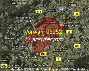 Vorwahlkarte 09252 – Helmbrechts