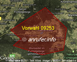 Vorwahlkarte 09253 – Weissenstadt