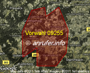 Vorwahlkarte 09255 – Marktleugast