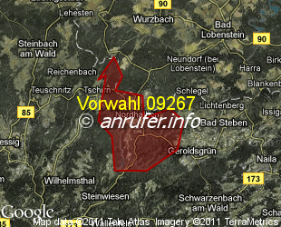Vorwahlkarte 09267 – Nordhalben