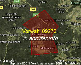 Vorwahlkarte 09272 – Fichtelberg