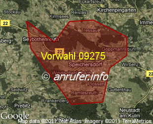 Vorwahlkarte 09275 – Speichersdorf