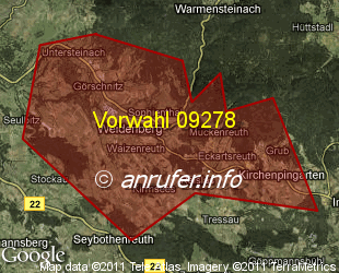 Vorwahlkarte 09278 – Weidenberg