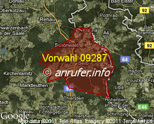 Vorwahlkarte 09287 – Selb