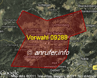Vorwahlkarte 09288 – Bad Steben