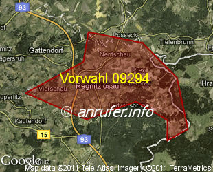 Vorwahlkarte 09294 – Regnitzlosau