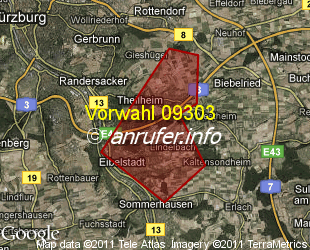 Vorwahlkarte 09303 – Eibelstadt