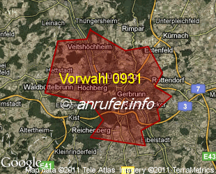 Vorwahlkarte 0931 – Würzburg