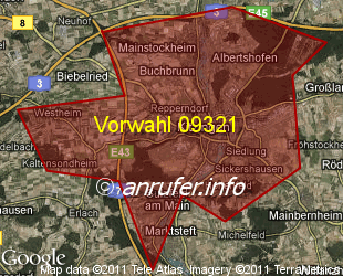 Vorwahlkarte 09321 – Kitzingen