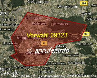 Vorwahlkarte 09323 – Iphofen