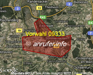Vorwahlkarte 09333 – Sommerhausen