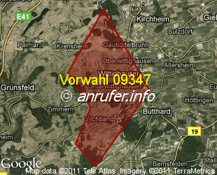 Vorwahlkarte 09347 – Wittighausen