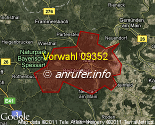 Vorwahlkarte 09352 – Lohr a Main