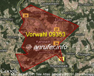 Vorwahlkarte 09353 – Karlstadt
