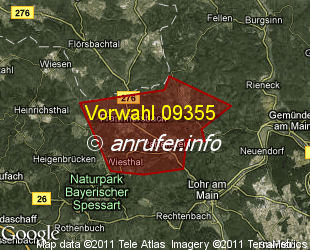 Vorwahlkarte 09355 – Frammersbach