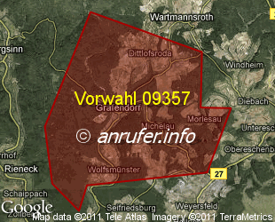 Vorwahlkarte 09357 – Gräfendorf Bay