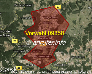 Vorwahlkarte 09358 – Gössenheim