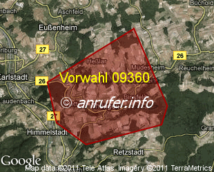 Vorwahlkarte 09360 – Thüngen