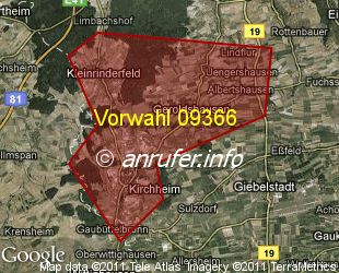 Vorwahlkarte 09366 – Geroldshausen Unterfr