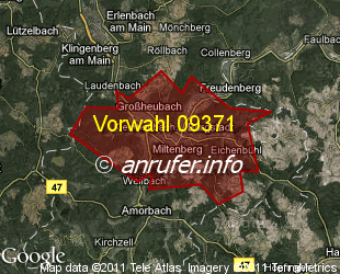 Vorwahlkarte 09371 – Miltenberg