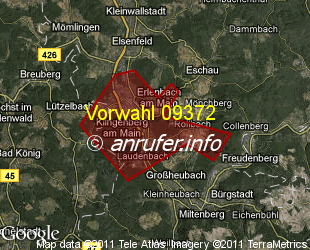 Vorwahlkarte 09372 – Klingenberg a Main