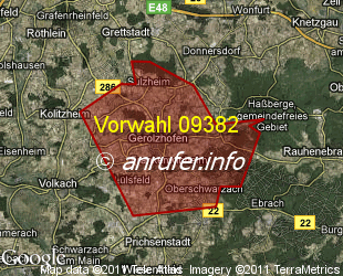 Vorwahlkarte 09382 – Gerolzhofen