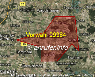 Vorwahlkarte 09384 – Schwanfeld