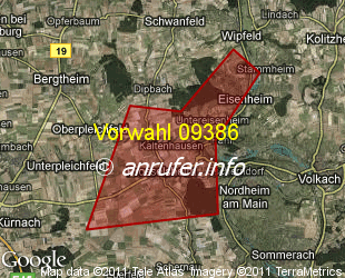 Vorwahlkarte 09386 – Prosselsheim