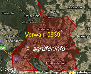 Vorwahlkarte 09391 – Marktheidenfeld