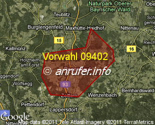 Vorwahlkarte 09402 – Regenstauf
