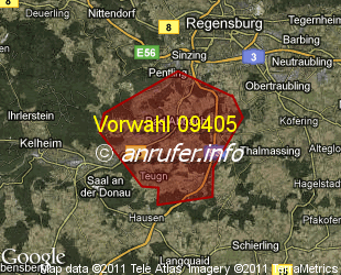 Vorwahlkarte 09405 – Bad Abbach