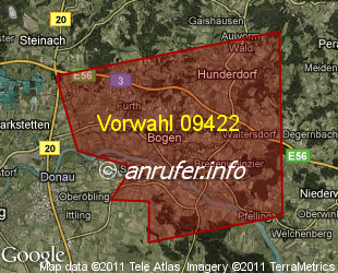 Vorwahlkarte 09422 – Bogen Niederbay