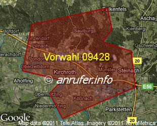 Vorwahlkarte 09428 – Kirchroth