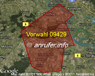 Vorwahlkarte 09429 – Rain Niederbay