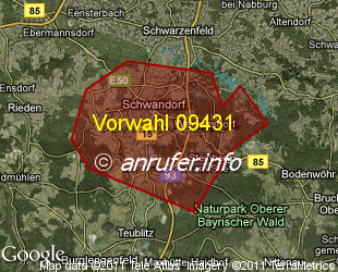 Vorwahlkarte 09431 – Schwandorf