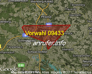 Vorwahlkarte 09433 – Nabburg