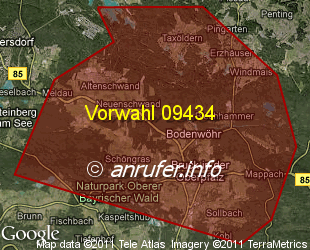 Vorwahlkarte 09434 – Bodenwöhr