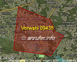 Vorwahlkarte 09435 – Schwarzenfeld