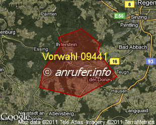 Vorwahlkarte 09441 – Kelheim