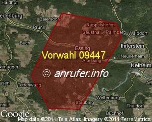 Vorwahlkarte 09447 – Essing