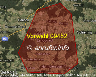 Vorwahlkarte 09452 – Langquaid