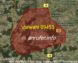 Vorwahlkarte 09453 – Thalmassing