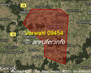 Vorwahlkarte 09454 – Aufhausen Oberpf