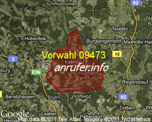 Vorwahlkarte 09473 – Kallmünz