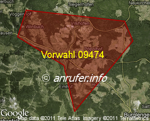 Vorwahlkarte 09474 – Schmidmühlen
