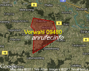 Vorwahlkarte 09480 – Sünching