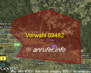 Vorwahlkarte 09482 – Wörth a d Donau