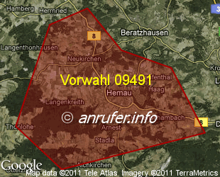 Vorwahlkarte 09491 – Hemau